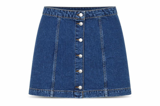 Topshop Womens Blue  Denim A-Line Skirt