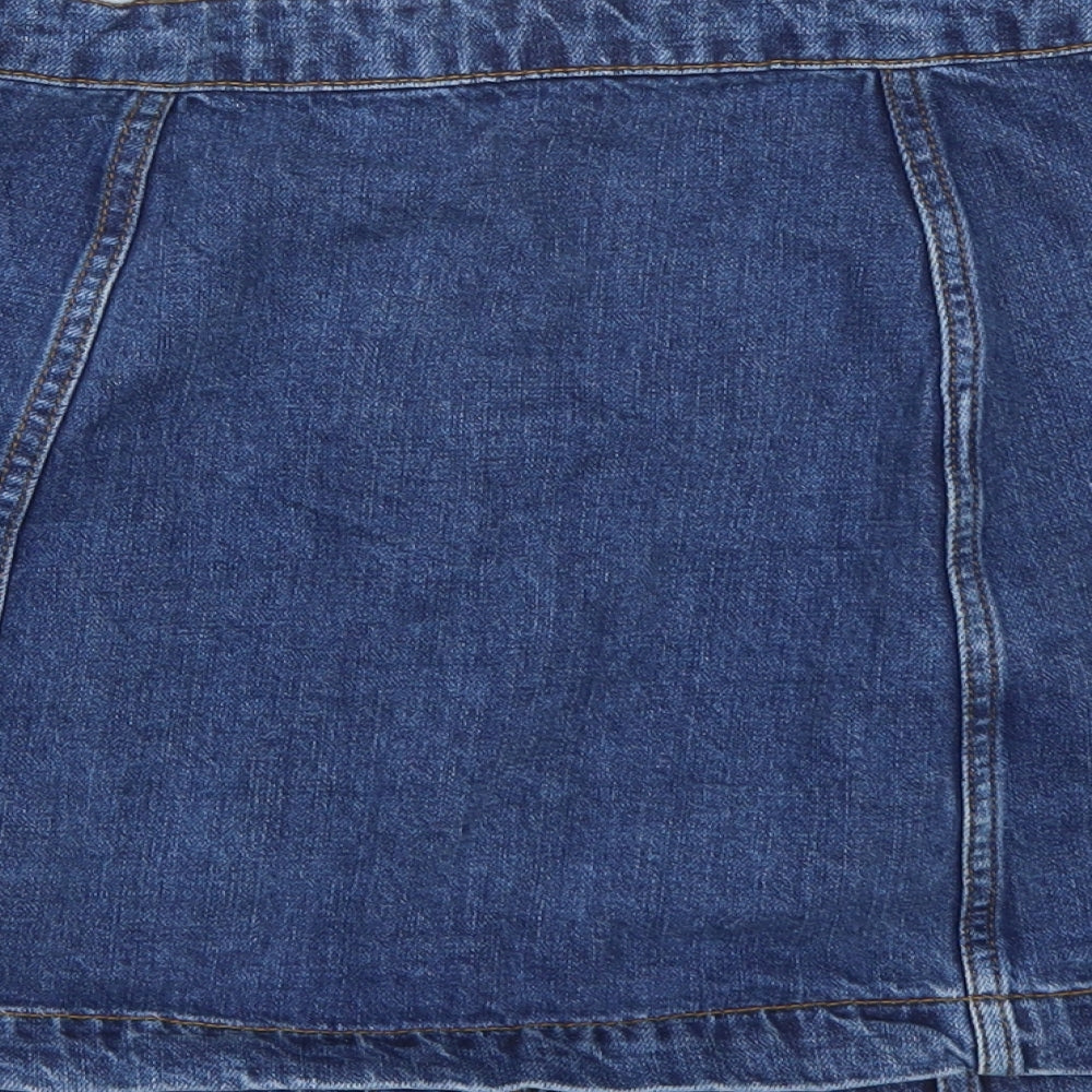 Topshop Womens Blue  Denim A-Line Skirt