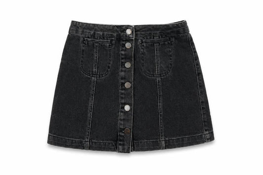 Topshop Womens Black  Denim A-Line Skirt Size 8