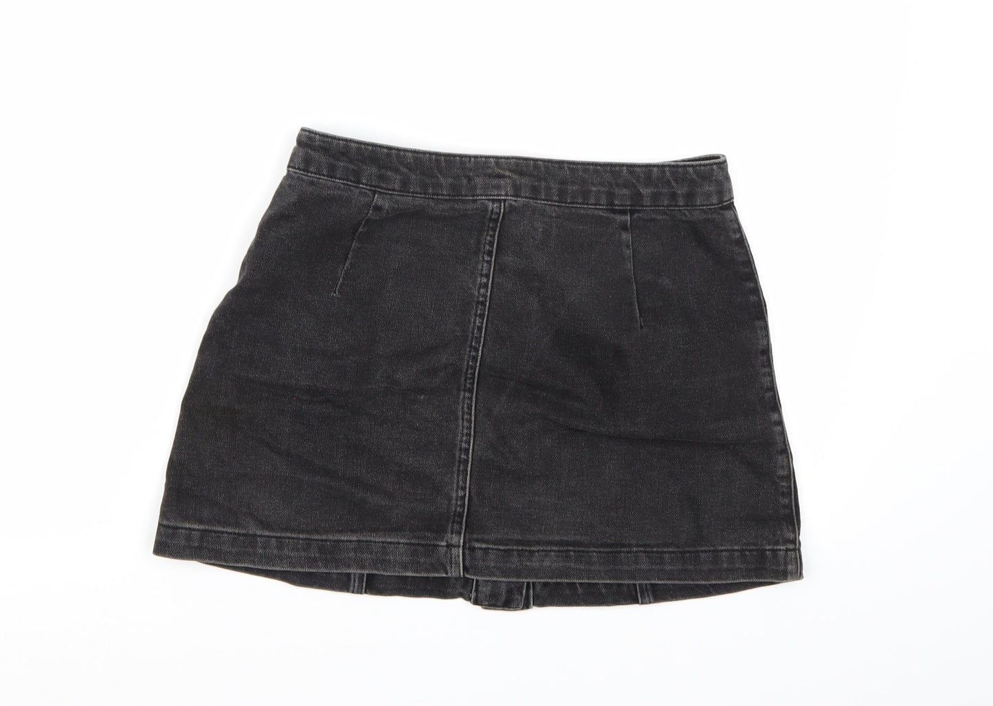 Topshop Womens Black  Denim A-Line Skirt Size 8