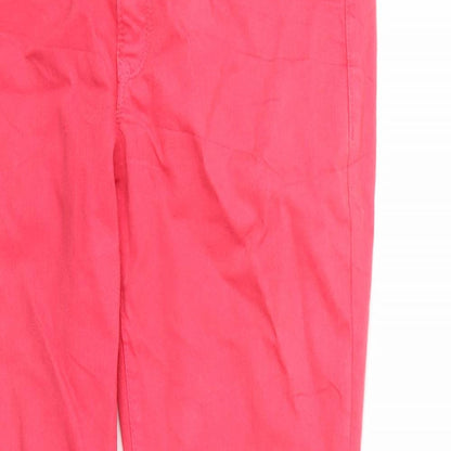 Close-up detail of Gap women’s pink denim jegging jeans, size UK 10, 26-inch leg