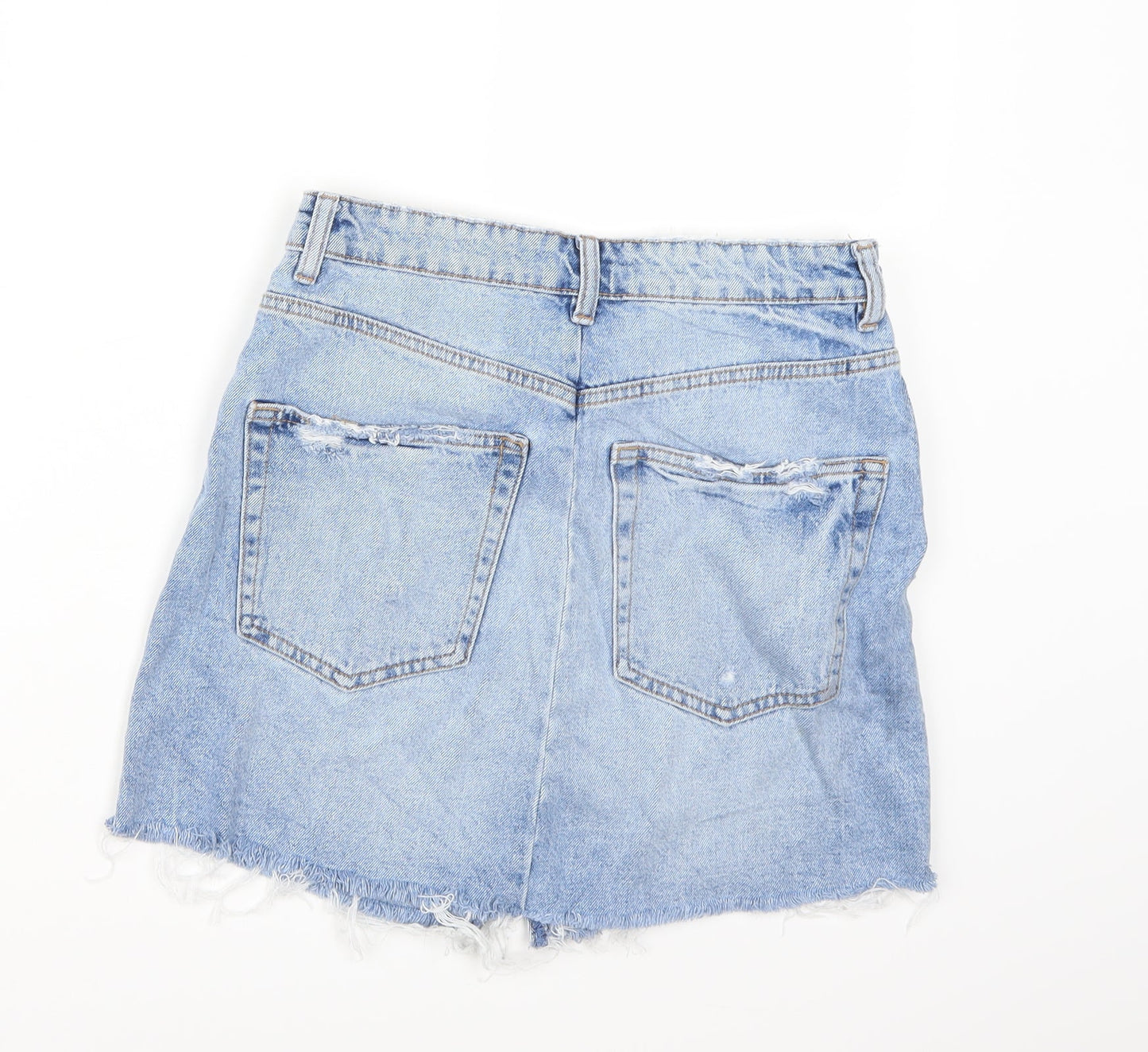 Preworn Womens Blue  Denim A-Line Skirt