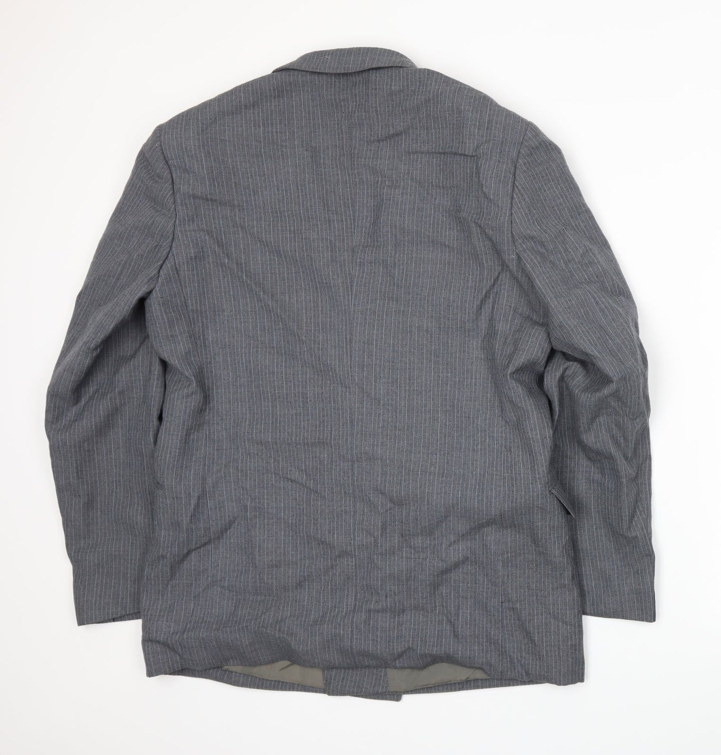 Male Mens Grey Striped  Jacket Suit Jacket Size L