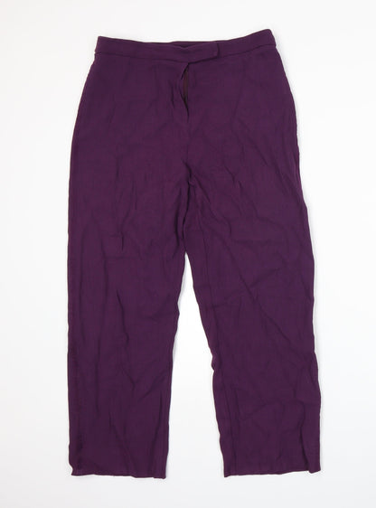 Additional front view of Wallis women’s purple trousers, size UK 12, 24-inch leg