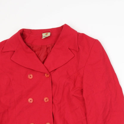 Close-up detail of ECCO women’s red jacket suit jacket, size UK 14