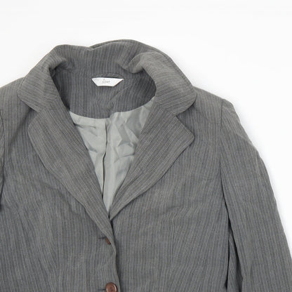 Close-up detail of BHS women’s grey jacket suit jacket, size UK 12