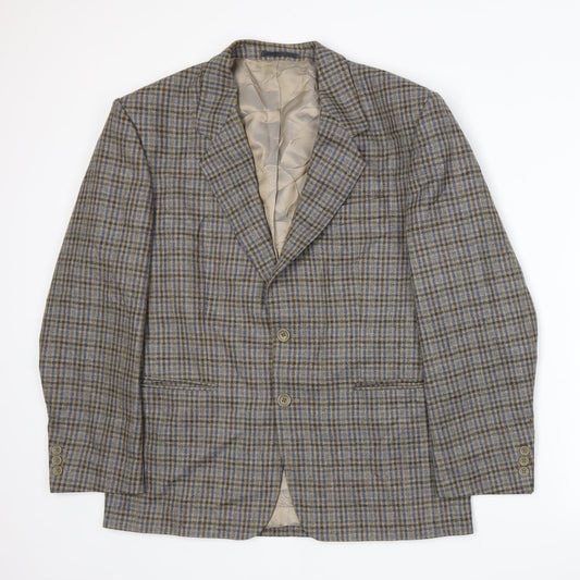 Varteks Mens Beige Plaid  Jacket Suit Jacket Size L