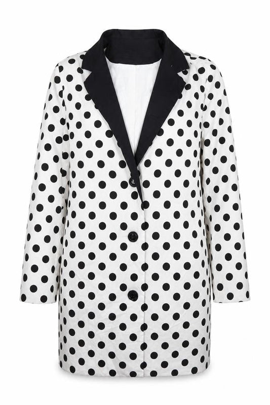 Boohoo Womens White Spotted  Jacket Suit Jacket Size 8