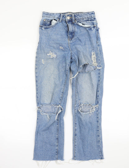 Additional front view of denim&co women’s blue straight jeans, size UK 4, 26-inch leg