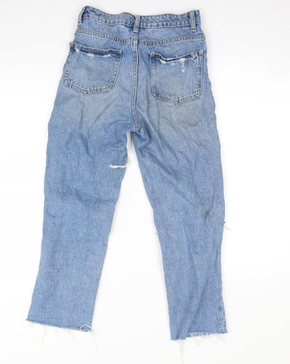 Back view of denim&co women’s blue straight jeans, size UK 4, 26-inch leg