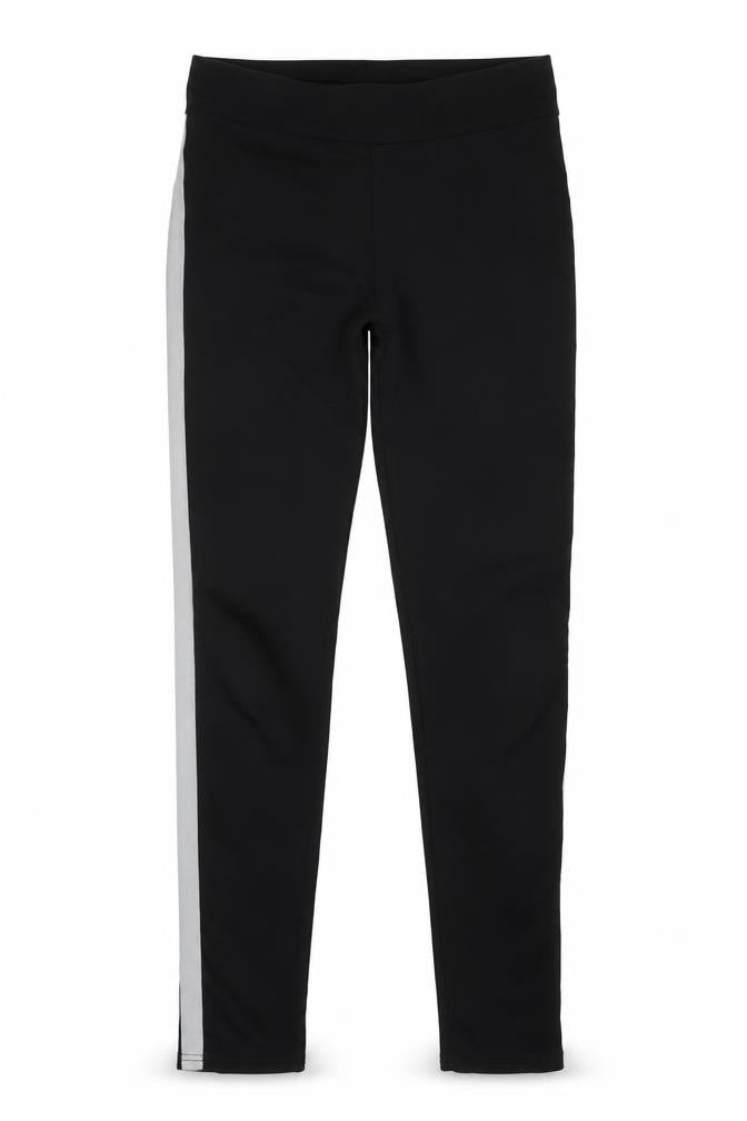Preworn Girls Black Striped  Jegging Trousers Size XL