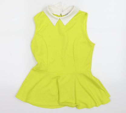 Additional front view of Cameo Rose women’s yellow basic tank, size UK 12