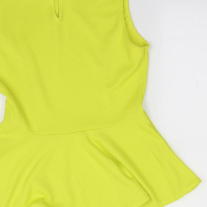 Brand and care label for Cameo Rose women’s yellow basic tank, size UK 12
