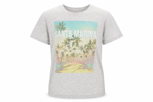 Front view of Primark boys’ grey basic t-shirt, size 7-8, years