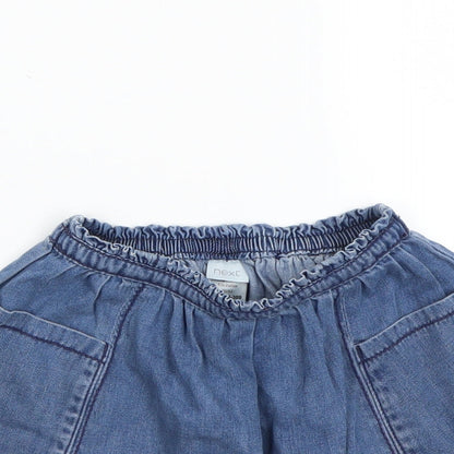 Close-up detail of Next girls’ blue mini skirt, size 18, months