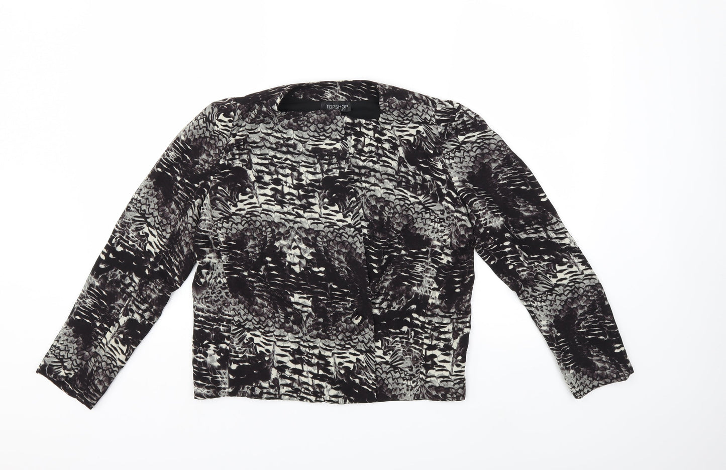 Topshop Womens Black Animal Print  Jacket  Size 8