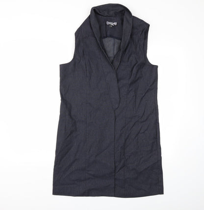 Additional front view of triesito women’s blue jacket waistcoat, size UK 14