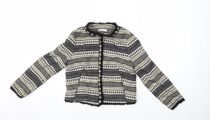 Additional front view of Per Una women’s black striped jacket, size UK 8