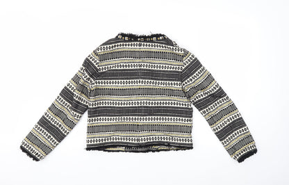 Back view of Per Una women’s black striped jacket, size UK 8