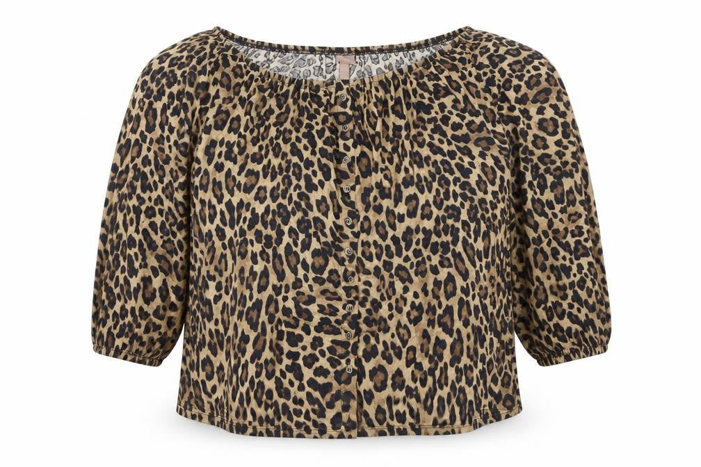 H&M Womens Brown Animal Print  Basic Blouse Size 2XL