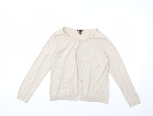 H&M Womens Beige  Knit Cardigan Jumper Size M