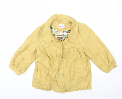 Front view of Papaya women’s yellow jacket coat, size UK 10