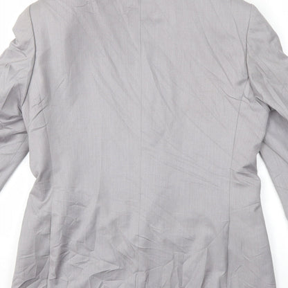 Brand and care label for Preworn men’s grey jacket suit jacket, size 38