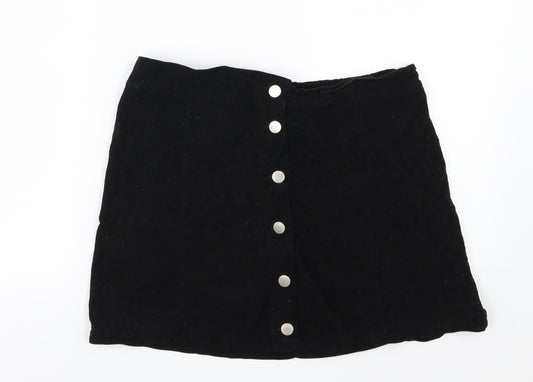 Lulua Womens Black  Corduroy A-Line Skirt Size L