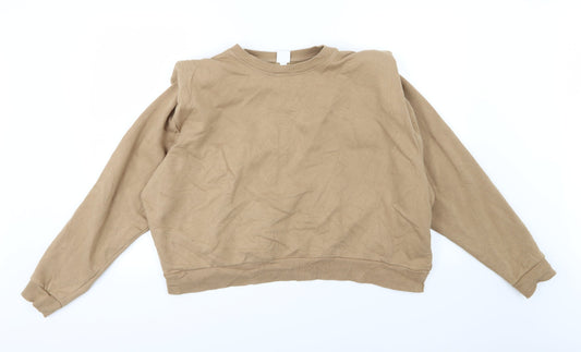 H&M Womens Brown  Jersey Pullover Sweatshirt Size XL  - Padded Shoulders