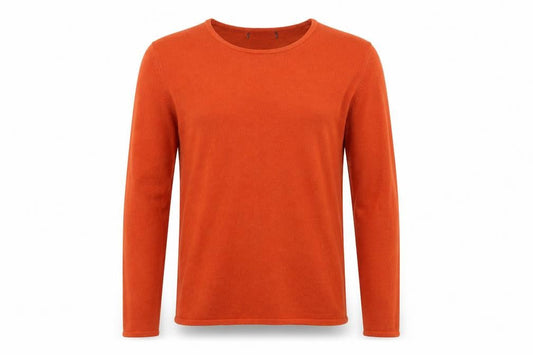 Front view of Preworn men’s brown knit jumper, size M
