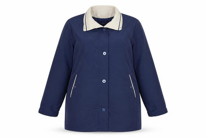 Front view of Gabrielle Vicenza women’s blue overcoat coat, size UK 16