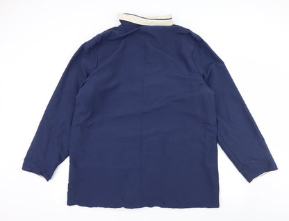 Back view of Gabrielle Vicenza women’s blue overcoat coat, size UK 16