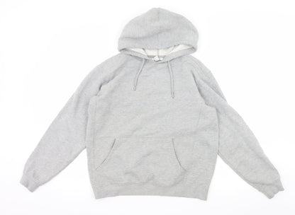 Additional front view of Topshop women’s grey jersey pullover hoodie, size XS