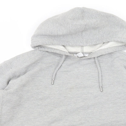 Close-up detail of Topshop women’s grey jersey pullover hoodie, size XS