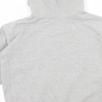 Brand and care label for Topshop women’s grey jersey pullover hoodie, size XS