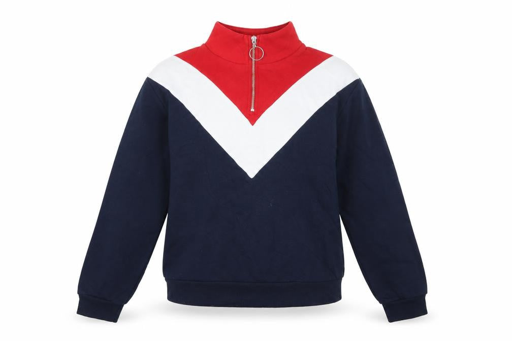 H&M Womens Blue Striped Jersey Pullover Sweatshirt Size XS