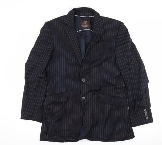 Duffer Mens Blue Striped  Jacket Suit Jacket Size M