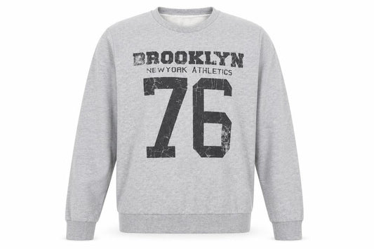 Front view of River Island men’s grey pullover sweatshirt, size S, - brooklyn