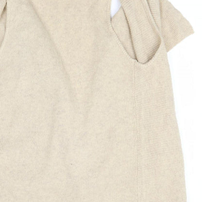 Brand and care label for Dunes women’s beige cardigan jumper, size L