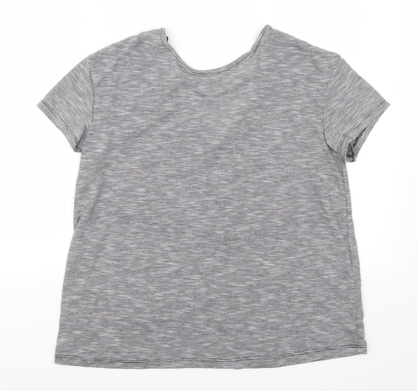H&M Womens Grey Striped  Basic T-Shirt Size M