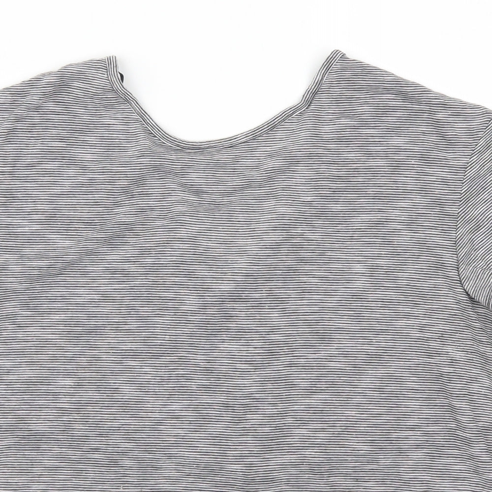 H&M Womens Grey Striped  Basic T-Shirt Size M
