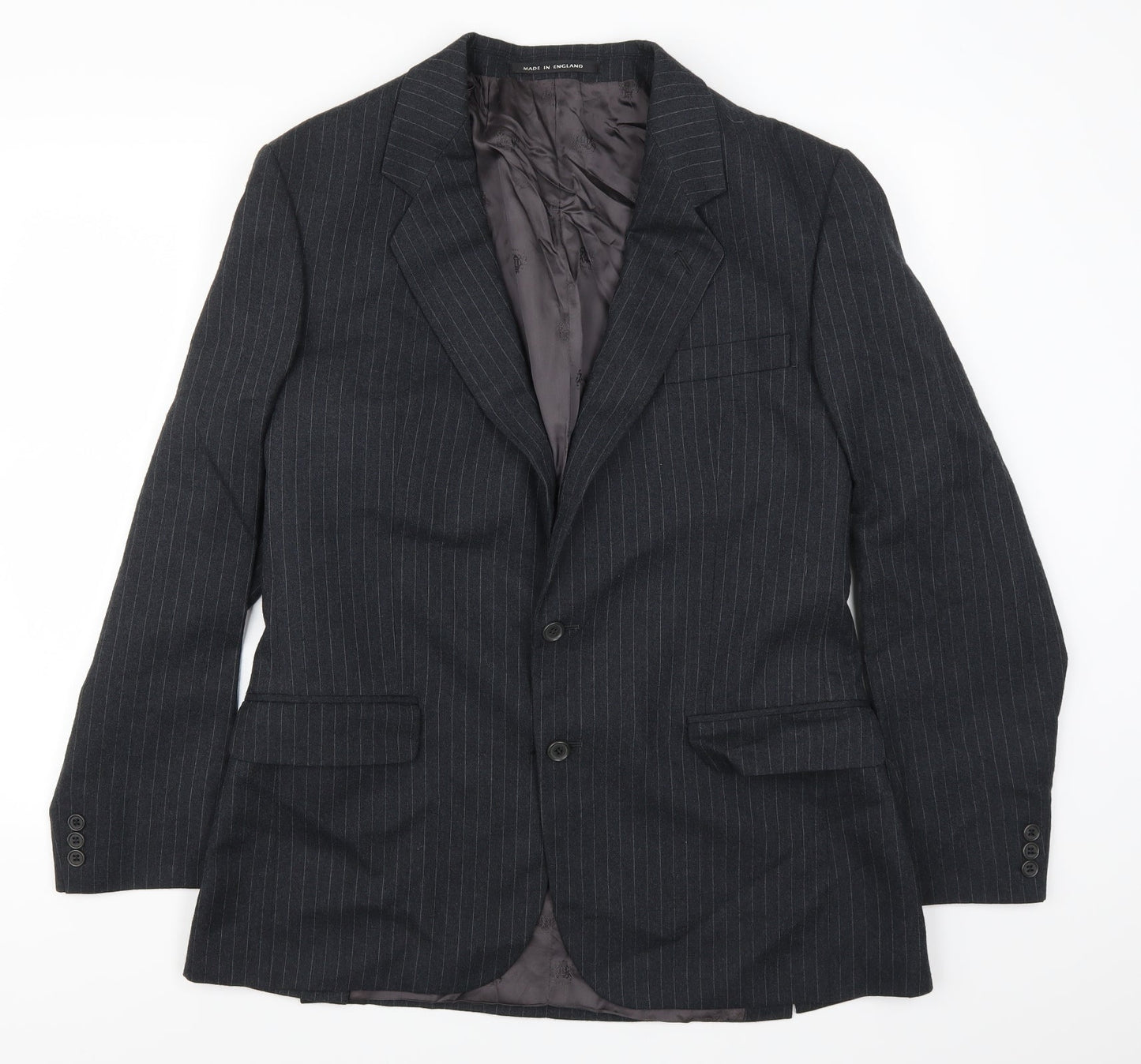 Burton Mens Grey Striped  Jacket Suit Jacket Size 38