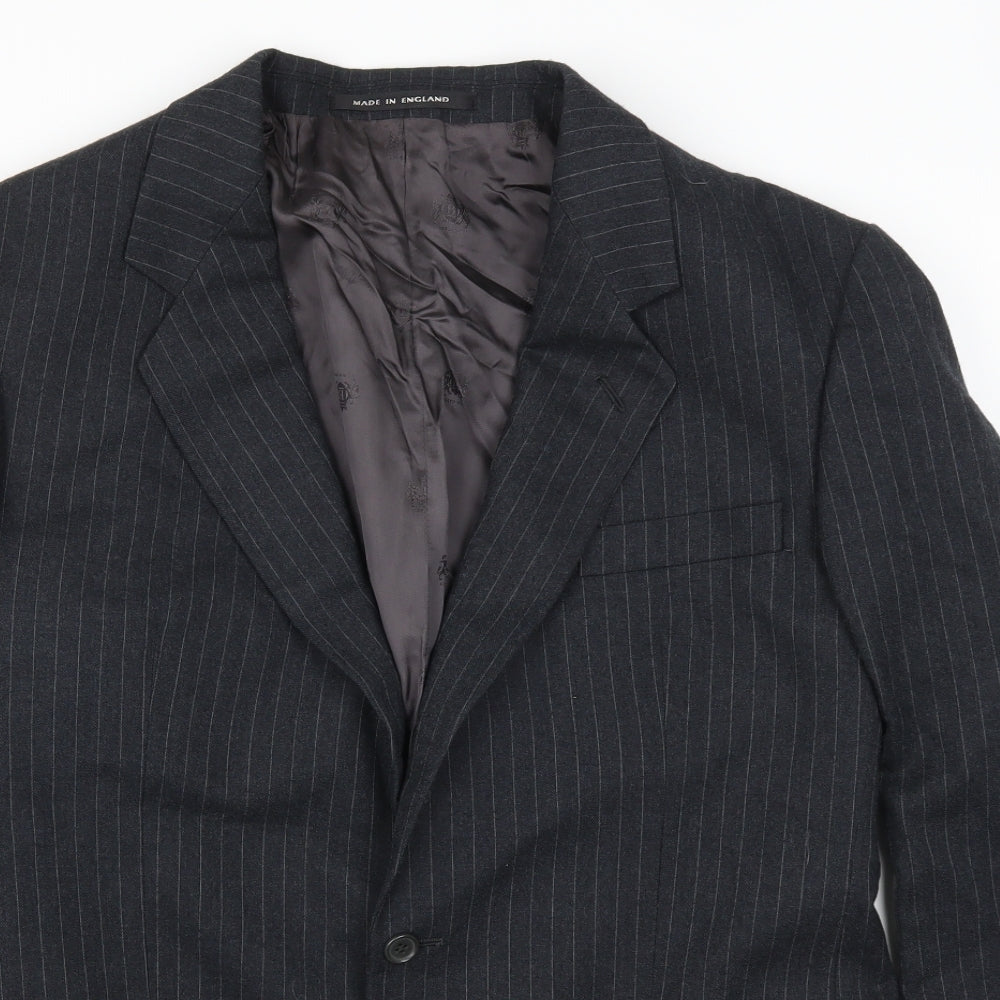 Burton Mens Grey Striped  Jacket Suit Jacket Size 38