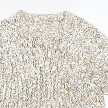 Close-up detail of Damart women’s beige jumper, size UK 14