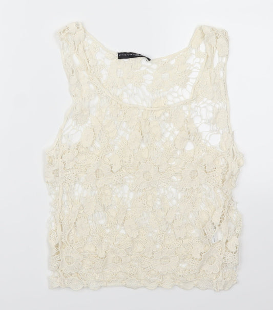 Atmosphere Womens Beige Floral Lace Basic Tank Size XS
