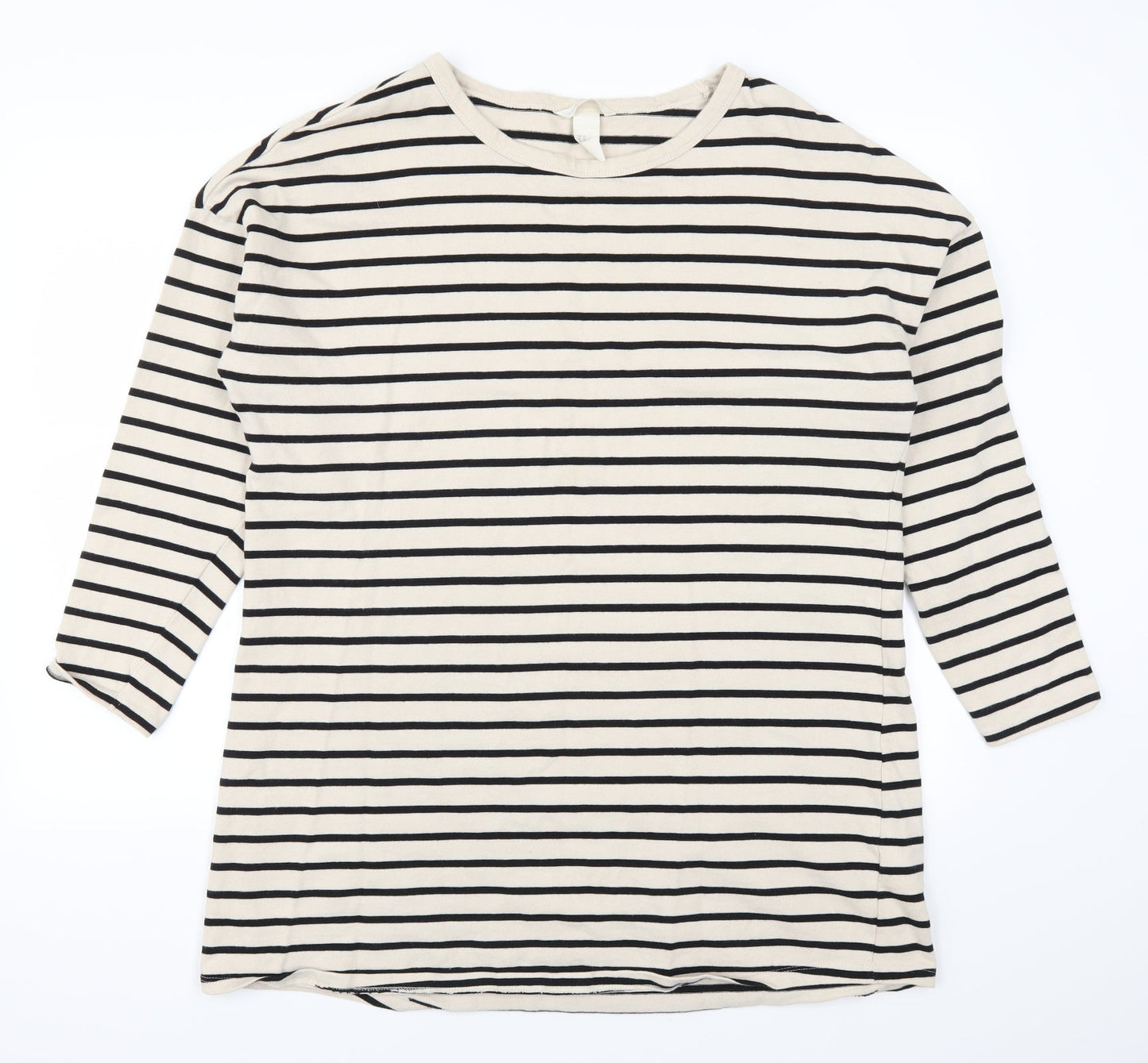 H&M Womens Beige Striped  T-Shirt Dress  Size M  - Sweater Dress