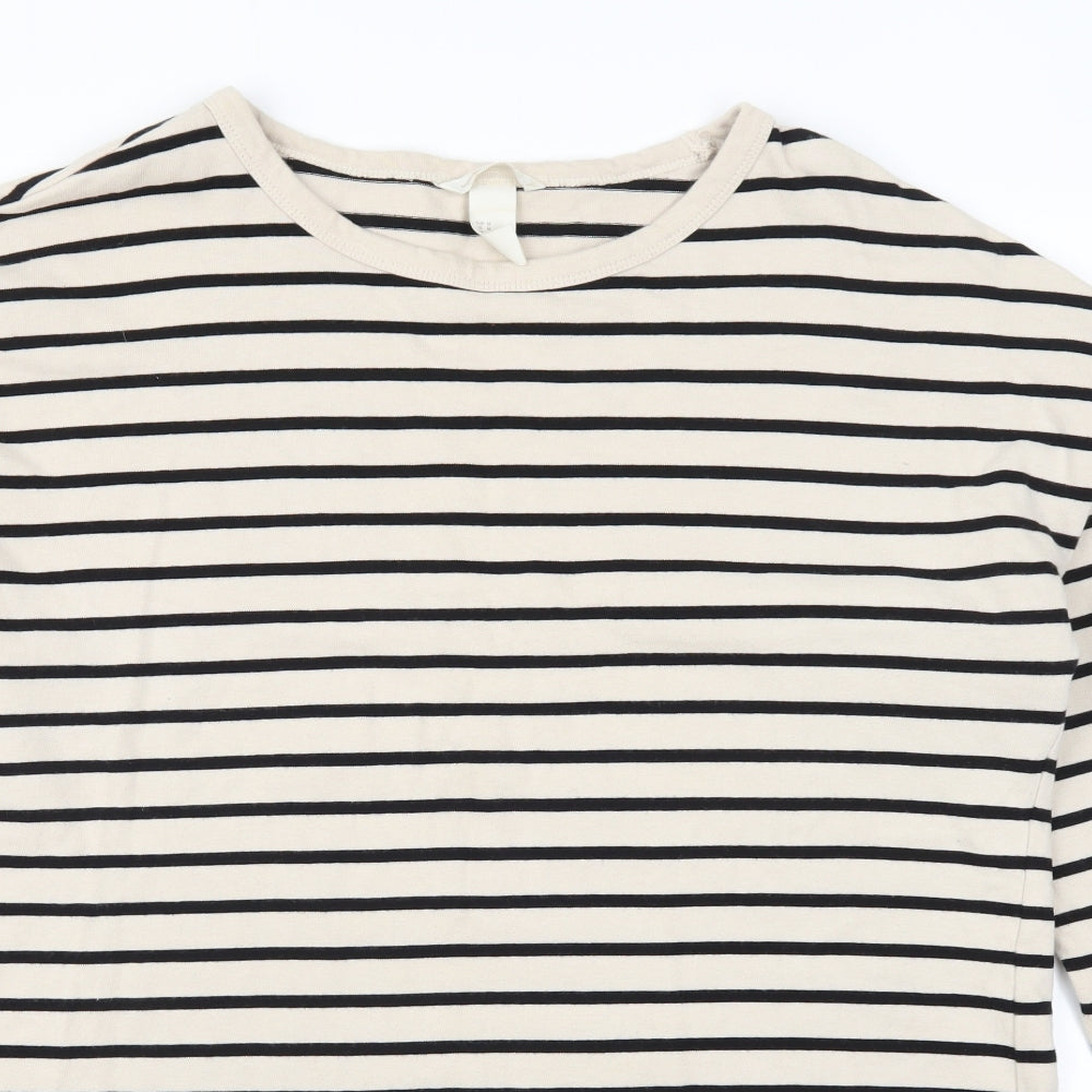 H&M Womens Beige Striped  T-Shirt Dress  Size M  - Sweater Dress