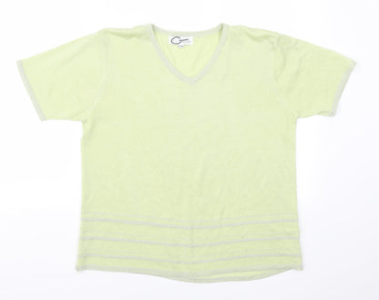 Additional front view of Xasamia women’s green basic t-shirt, size S