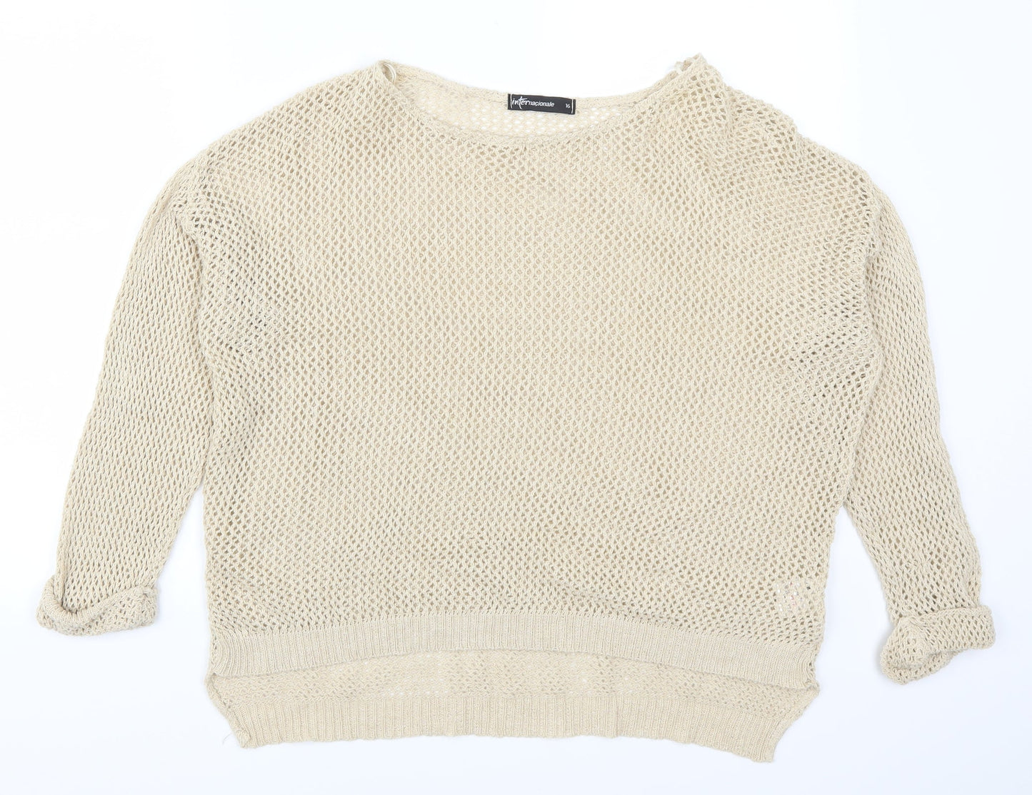 Internationale Womens Beige   Pullover Jumper Size 16