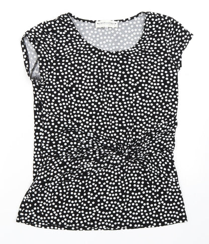 Additional front view of Simon Jeffrey women’s beige polka dot basic t-shirt, size UK 14